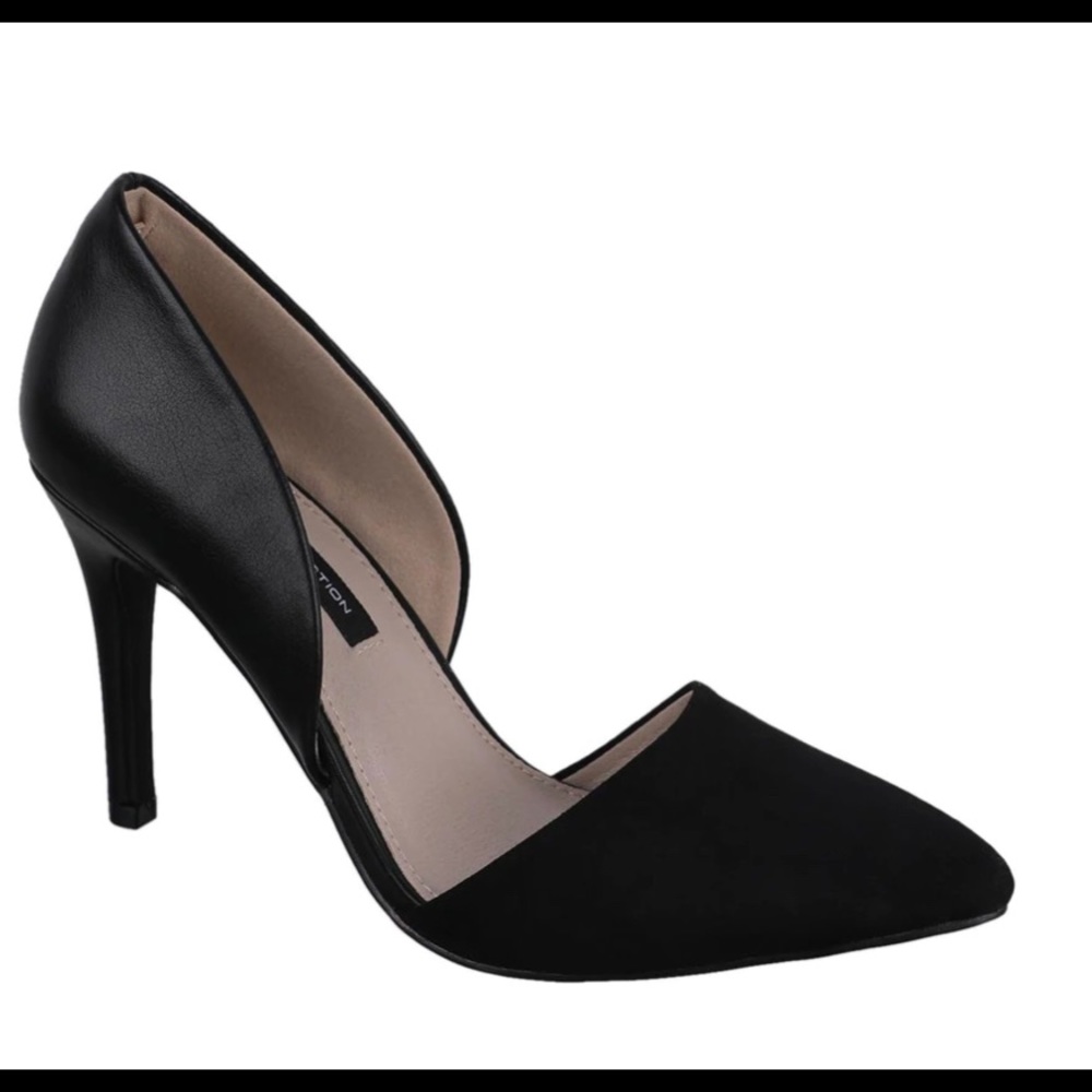 French connection D'orsay Pump heels front suede back leather